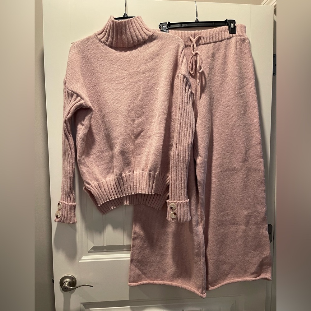 Blush Pink Knit Sweater and Pants Set